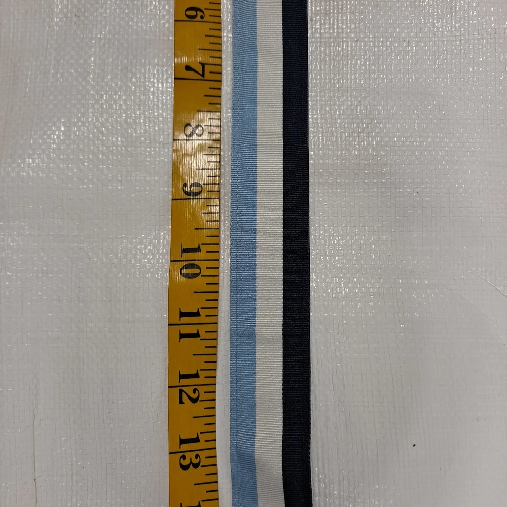 Brooks Brothers Blue Striped Fabric Double D Ring Belt
